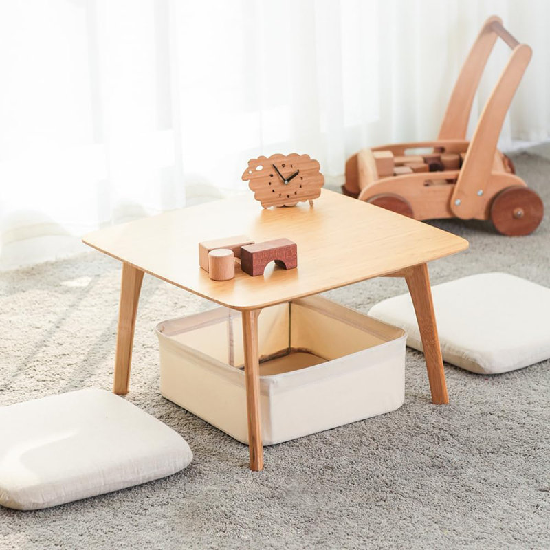 Corrigan Studio Small Coffee Table Square Tatami Table Storage Basket 2 Sponge Cushions Living Room Furniture Wayfair